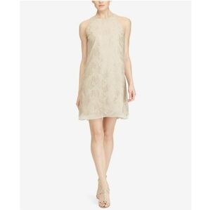 Lauren Ralph Lauren Champagne Lace Sleeveless Shift Dress Women's Size 16